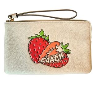 Coach wristlet Large Corner Zip With Strawberry Graphic NWT